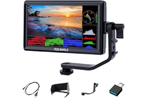 FEELWORLD FW568 V3 6 inch DSLR Camera Field Monitor Peaking Focus Assist Small Full HD 1920x1080 IPS 4K HDMI 8.4 V DC Input Output Include Tilt Arm
