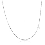 Deidreamers Sterling Silver Side Mini Initial Necklace, 16" plus 2" total 18", Silver