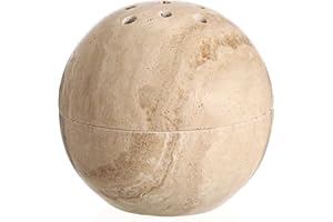 SUMNACON Natural Marble Round Incense Burner, Minimalist Travertine Stone Incense Holder with Lid Decorative Cone Coil Incense Burner Stand for Home Office Spa (Beige)