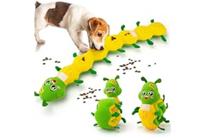 beetoy Hundepuzzlespielzeug, Raupe Schnuppern Hundespielzeug Interaktives Quietschweiches Plüsch-Zahnspielzeug für Langeweile Welpen