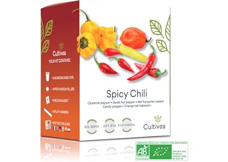 Cultivea® Mini - Färdig att odla Chilli Kit - 100% ekologiska frön - Trädgård och njut - Presentidé - Amazon Deal & Rabatt