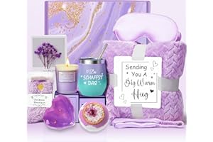 PJLJC Gift for Women: Purple Relaxation Set with 12 oz Mug "Du Schaffst Das!", Cuddly Blanket & Wellness Accessories - Birthday/Christmas Gift Idea for Mum, Girlfriend