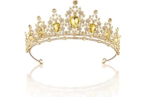 Zyiphor Corona Regina,Coroncina Principessa,Diadema Donna Tiara Sposa,Corona in Strass di Cristallo Oro per Matrimonio, Compleanno, Feste - Principessa, Regina, Sposa, Donne e Ragazze.