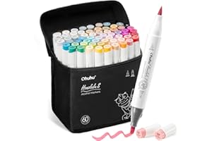 Ohuhu Markers, 60+1 colori, pennello e scalpello morbido, doppia punta, senza cuciture, ricaricabile pennarelli ad alcool per artisti, adulti, illustrazioni colorazione calligrafia - Honolulu Serie S