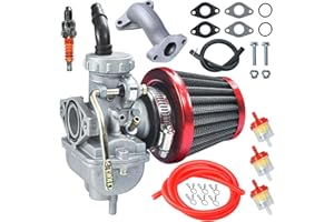HOOUP PZ20 Carb Carburetor Air filter Kit for 50cc 70cc 90cc 110cc 125cc Tao tao 110B Coolster Apollo Kazuma Baja Chinese Quad Kids ATV Four Wheeler XR70 XR80 CRF70 CRF80F Dirt Pit bike Parts Red