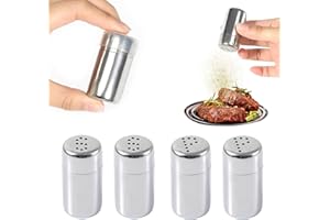 ELITECRAN 4 Juego de salero y pimentero, 5 ml salero pequeño, botella de especias, tarro de pimienta de acero inoxidable con tapa, para caja bento, hogar, parrilla al aire libre