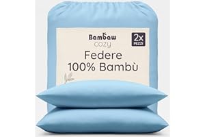 Bambaw Federe cuscini 50x70 bambu, Confezione da 2, Federa anti acne e antiacaro, Federa cuscino antisudore e traspirante, Federe cuscini morbide ed eleganti, Certificate Oeko-Tex (Azzurro)