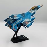 Oyuncak Model U&ccedil;ak Dahili Şarjlı Buhar Atabilen Metal Kasa Işıklı Sesli Standlı S&uuml;rtmeli Savaş U&ccedil;ağı + Kutulu F-16 (Mavi)