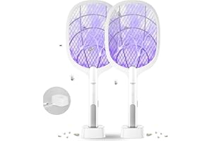 DANGZW Racchetta Zanzare Elettrica, 2 in 1 4000V USB Ricaricabile Mosquito Killer & Elettrico Swatter Zapper con Base di Ricarica per Casa Giardino Campeggio