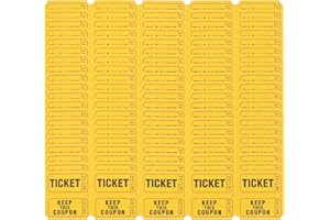 Awleynz 200 Pièces Ticket Tombola Numéroté Étiquette de Billet de Tombola, Billet de Classe, Billet de Tombola en Papier, Billet de Cinéma, Loterie, Couleur (Yellow)