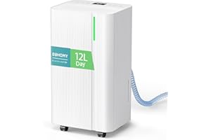 EUHOMY 12L/Day Dehumidifiers for Home, Smart Electric Dehumidifier for Drying Clothes, Low Energy & Ultra-quiet, with Auto-Defrost & Humidity Sensor, 24-Timer, Continuous Drain