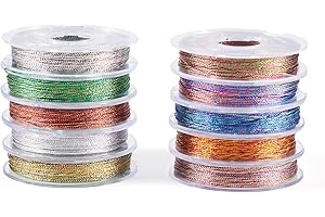 PH PANDAHALL PandaHall - 10 rotoli di filo metallico da 0,3 mm, filo da ricamo a 3 strati, per macramè, per chiacchierino, trapuntatura, braccialetti dell'amicizia, creazione di gioielli