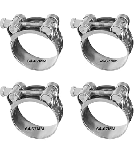 2 Morsetti Di Scarico 63mm In Acciaio - Fissaggio Forte Per Tubi Di Scarico
