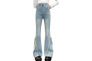 SEAUR Dziewczęce dżinsy skinny rozkloszowane dżinsy dzieci dzwon dół spodnie dżinsowe slim fit spodnie casual jeans elastyczny pas styl retro dla 5-14 lat