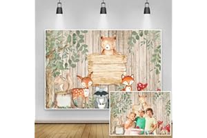 Renaiss 1.5x1.2m Jungle Animal Bois Conseil Toile de Fond Enfants Anniversaire Fond pour Photographie Garçon ou Fille Bienvenue Fête Baby Shower Décorations Bannière Fournitures Photo Studio Props