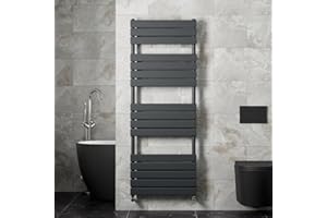 Radiant Living Flat Panel Heated Towel Rail Radiator 1600 x 600mm Bathrooms Ladder Wall Mounted Anthracite Grey