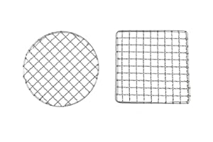 INFUN 2Peices Backpacker Bushcraft Grill Grill in acciaio inox BBQ Grill da cucina Mesh Campfire Grill quadrato rotondo per campeggio, zaino in spalla, caccia e pesca