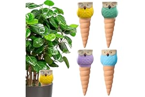 Shyllin Cône en Argile Goutte à Goutte, Ollas Terre Cuite à Planter 4Pcs, Hiboux Arrosoir Plante Interieur, Arrosage Goutte Automatique pour Plante, Globes Arrosage Plantes, Distributeur Eau Plante