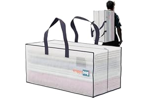 WRAPPYBAG 4er-Set Große Kunststoff-Aufbewahrungstaschen – Jumbo XXL Umzugstaschen – Wasserdicht, Stabil & mit Verstärkten Rucksackgurten – Ideal für Kleidung & Bettwäsche – 76 x 36 x 38 cm