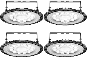 Viugreum 4 PACK UFO LED 50W, Foco LED de Exterior 50W, ​Lámpara de Alta Luminosidad 5000LM, Blanco Frío 6500K, Lámpara Industrial IP65 Impermeable,Campana Led Industrial para Garaje/Fábrica/Taller