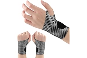 Offtrte 2 Stück ultradünne Handgelenkbandage und Kompressionsbandagen – elastische, verstellbare Karpaltunnelunterstützung für sportliche Fitness (Schwarz)