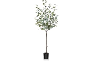 Fopamtri Artificial Eucalyptus Fake Plants 120cm Faux Eucalyptus Artificial Plants Indoor Outdoor Artificial Tree for Home Garden Office Decoration (1 Pack)