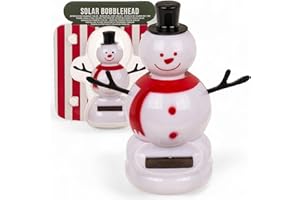 MIJOMA Solarbetriebene Wackelfigur - Bewegliche Figur mit Solarzelle, Kunststoff, 10 cm hoch, Keine Batterien notwendig, Für Fensterbretter, Autos & sonnige Plätze (Schneemann weiß)