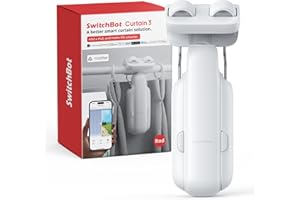 SwitchBot Smart Automatic Curtain Opener - Bluetooth Remote Control with App/Timer, Upgraded High-Performance Motor, Add SwitchBot Hub to Make it Work with Alexa, Google Home, HomeKit(Curtain 3,Rod)