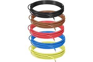 DCSk Cable para vehículos – 1,00 mm² – 10 m – FLRY B asimétrico Surtido 5 Colores – 1.00 mm² – Cable de Coche Trenzado – Rojo Negro Azul marrón Amarillo – 1 mm2