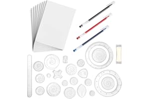 SRLWMYI Juego de dibujo de diseño en espiral, 28 piezas, espirógrafo multifuncional, juego creativo para adultos, diversión para niños y adultos, con opciones de diseño versátiles, plantillas de