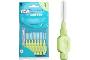 TePe Mellanrumsborste Extra Soft, Grön, 0.8mm/ISO 5, 8-pack | Extra mjuka borststrån, Rengöring mellan tänderna där en tandborste inte når, Ta bort plack, för Medelstora mellanrum