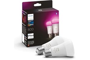 ‎PHILIPS HUE Philips Hue White & Color Ambiance E27 LED Glühbirne, 806lm, 16 Mio. Farben, dimmbar, steuerbar via App und Stimme, kompatibel mit Amazon Alexa (Echo, Echo Dot), 2er Pack, alte Generation