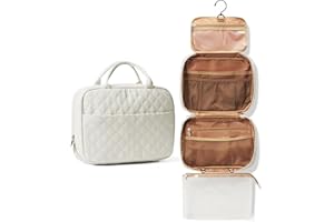 CADOLIM Beauty Case Da Viaggio Donna,Porta Trucchi Da Viaggio Make Up Bag,Borsa Cosmetica Pochette Donna Trucchi,Beauty Trucchi Trousse Trucchi Donna Beige Cosmeticcase