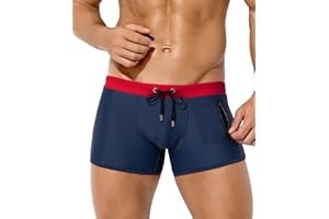 Casey Kevin Maillot de Bain Homme Boxer Short de Bain avec Cordon de Serrage Réglable et Poche Zippée, Pantalon Court Homme Piscine Séchage Rapide Caleçon de Bain Sports Plage Swimming