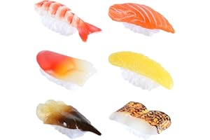 XCSJ Sushi Artificiel Simulation Alimentaire Simulation Sushi Rice Roll Miniatures Nourriture Artificielle Réaliste Simulé Sushi Food Prop pour Restaurant, Magasins, Cuisine, Party - 6 Pièces (A)
