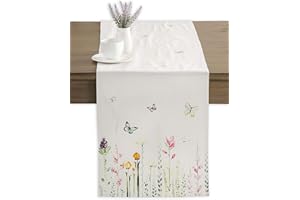 Maison d' Hermine Tischläufer, 100% Baumwolle, dekorativer Oster-Tischläufer, waschbare Tischdecke für Feiertagsessen, Hochzeit, Babyparty und Essen, Botanical Fresh – Frühling/Sommer (50cm x 150cm)