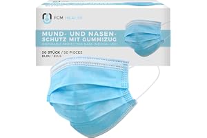 Mea Vita IIR, medicinsk engångs mun- och nässkydd typ IIR, 50-pack, 3 lager, engångsmask, elastiskt band
