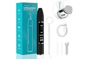 HIYAA Zahnsteinentferner Zahnreinigungsset Professionell für Pflege von Zahnstein Selbst Entfernen Zuhause Zahnreinigung set Es Gibt 3 Einstellbare Modi und 2 Reinigungsköpfe - Schwarz