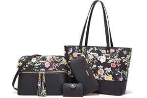 YTL Damen Handtasche Tote Shopper Groß Schultertasche Umhängetasche Geldbörse Kartenhalter Tasche 4-teiliges Set für Büro Schule Einkauf Reise Geschenk