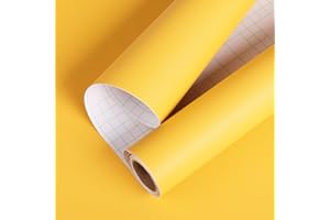 Livelynine Vinilos Para Muebles Infantiles Niña Niño Papel Pintado Amarillo Vinilo Pared Dormitorio Juvenil Papel de Pared Infantil Autoadhesivo Papel Tapiz Paredes Rollo Vinilo Amarillo 40CMX200CM