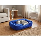 BRT Pet Premium Dikd&ouml;rtgen Peluş Kedi Yatağı Ve K&uuml;&ccedil;&uuml;k Irk K&ouml;pek Yatağı - 60X45 Cm, Mavi