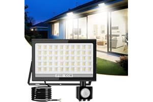 T-SUN Faretto LED da Esterno con Sensore di Movimento 100W, 10000 LM Faro LED Esterno, Impermeabile IP66 6000K Bianco Freddo, Faretti Leds per Interno Alimentazione di Rete per Giardino Patio Garage