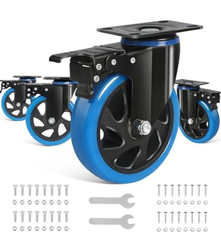 Ruote Orientabili In Poliuretano - Set Da 4 Con Freni, Portata 680 Kg - Foto 11