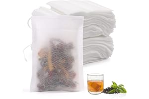 QUOTRE Puste torebki do herbaty, 200 sztuk, papierowe, filtry do herbaty, jednorazowe woreczki do herbaty, ze sznurkiem ściągającym, woreczki do herbaty, filtrujące, papierowe, filtr do herbaty, delikatne do herbaty