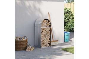 Vopese Log Holder Silver 40x45x100 cm Galvanised Steel, Firewood Log Rack, Firewood Storage Rack Shelf, Log Store Holder for Outdoor or Indoor Wood Stand