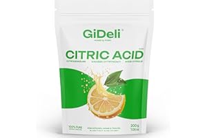 ‎GIDELI GiDeli Zitronensäure Lebensmittelqualität in Pulver Monohydrat 0,2 kg reine E330 Kristalle reinigungsqualität entkalker säuerungsmittel ungesüßt im wiederverschließbaren (200 g)