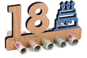 Giftota 18th Birthday Gifts for Girls Boys, Original Funny Money Gift Wooden, 18th Birthday Decorations, Creative Happy Birthday Anniversary Party Presents, Personalised Gifts for Women Men Friends