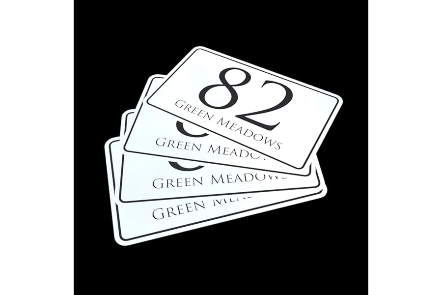 K Smart Sign Pack of 4 Personalised wheelie bin stickers with Number and Road Name for Bin and Recycle waste containers, White Self-adhesive Vinyl