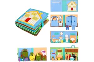 Poudya Quiet Book from 1 Year, Montessori Silent Book with Fine Motor Skills & Colours Learning, Silent Book for Travel & Home, Gift Toy from 1 2 3 4 5 Years Girls Boys