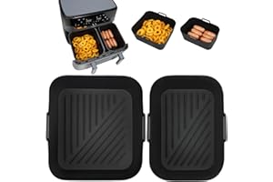 GINOYA Silikonform Heißluftfritteuse für Tefal Dual Easy Fry XXL 11L, Airfryer Zubehör für Tefal Doppelkammer Heißluftfritteuse EY942BE0, Air Fryer Silikon Einsatz für Dual Airfryer 6,5L/4,5L